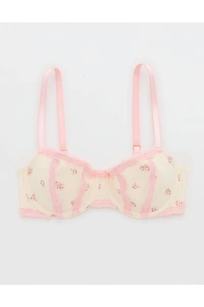Aerie Show Off Printed Unlined Balconette Bra Women's Natural 34DD