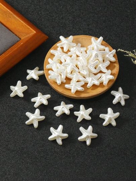 30pcs Pearl Color Starfish & Shell Decor For DIY Jewelry Making, Necklace, Bracelet, Earrings, Wedding Supplies