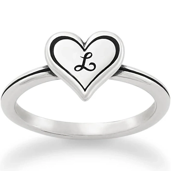 James Avery Delicate Heart Initial Sterling Silver Ring