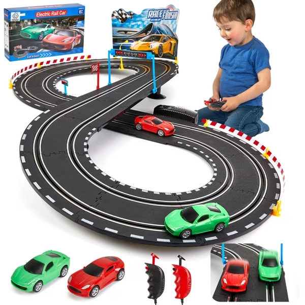 Lictin Slot Car Race Track Set, Dual Electric Race Car Track Set with 2 High-Speed Cars, 2 Electric Controller, Slot Car Track Toys for Kids Ages 3-12