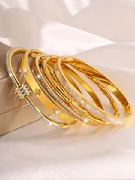 Elegant Fashion Bangle Bracelet Set, Trendy Stack Bangle, Stainless Steel Jewelry for Party, Daily Clothing Decor, Trendy All-match & Exquisite Jewelry for Birthday Gift