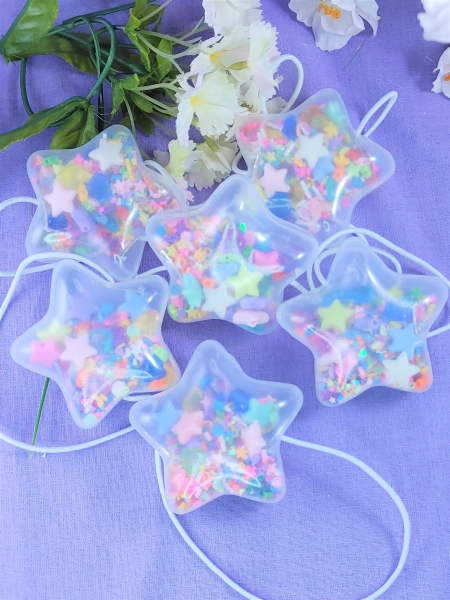 Puff Star Shaker Hair Tie Pair – Kawaii Kidcore Hair Elastics