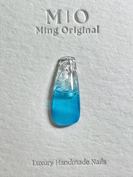 Da Blue ocean| Ice Watery encapsulated tip Press on Nails, broken glass handmade Nails, blue ombre clear tip Jelly Nails, high transparency