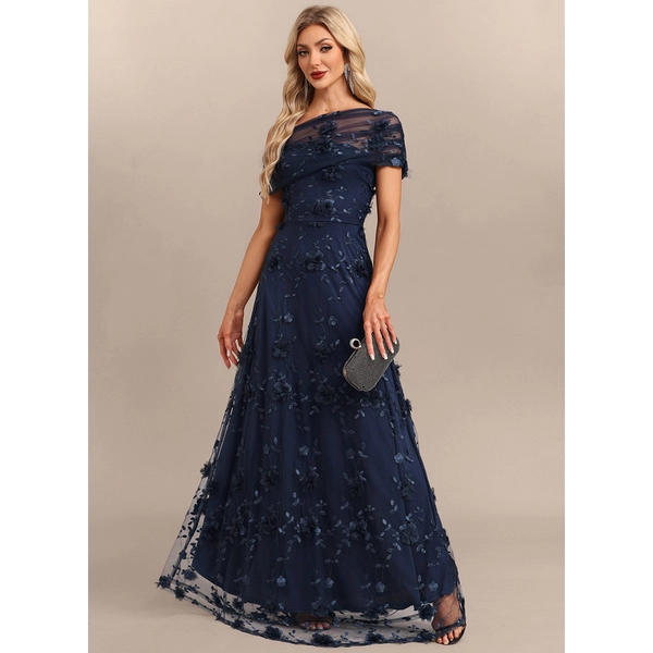 Amyrie Flower Tulle Maxi Evening Dress | JJ's House