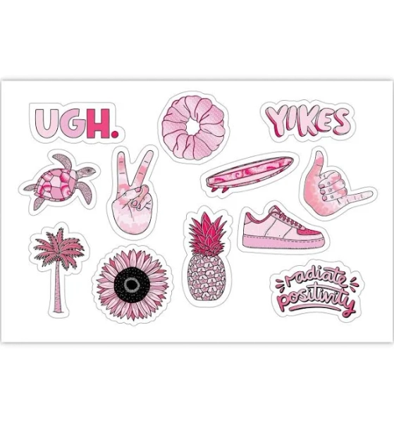 Sheet of Mini Pink Aesthetic Stickers