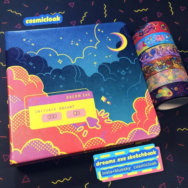 Dreamy Blank Sketchbook | friend gift holiday cloud stars constellation space occult witchy pastel aesthetic journal notebook y2k rainbow
