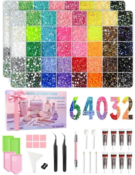 Wliurf 64032pcs Bedazzling Kit, 40colors 3mm Bedazzler Kit With