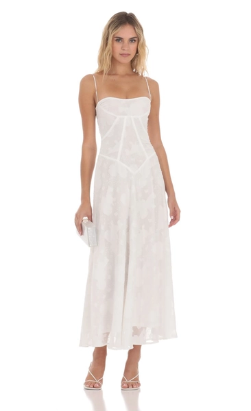 Textured Floral Maxi Dress in White | LUCY IN THE SKY