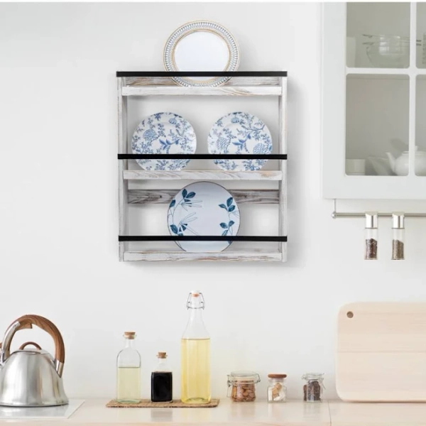 Gracie Oaks 3 Tier Wall Display Shelf Rack for Plate