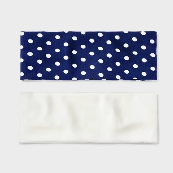 Game Day Polka Dot Print Headwrap Set 2pc - Wild Fable™ Navy Blue