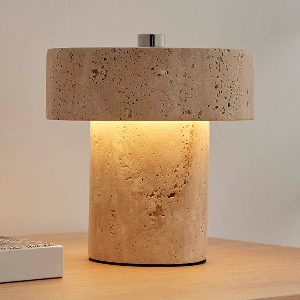 Piper Travertine Cordless LED Table Lamp