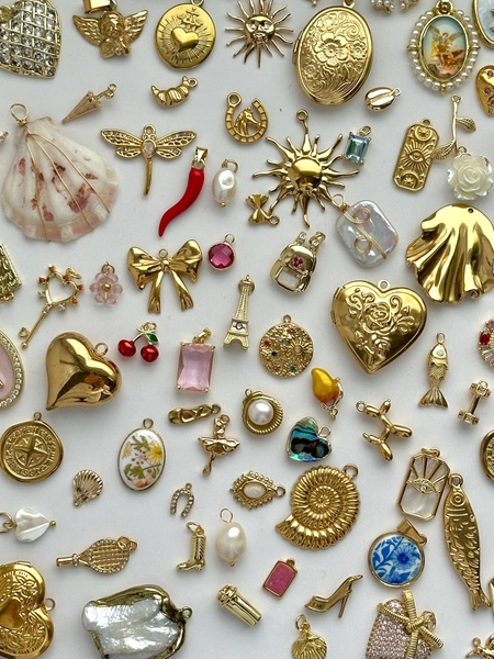 Charm Soup – 10/20/30/40/50 Mixed Charms, Vintage & New Pendants, DIY Jewelry Kit, 18K Gold Plated