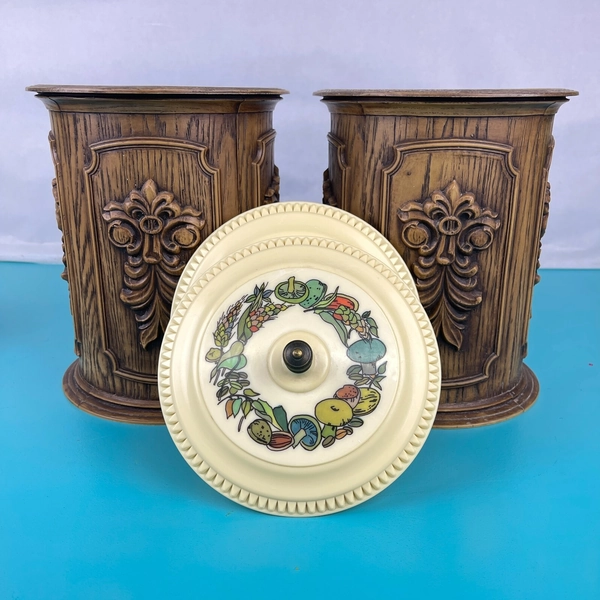 Vintage Kitchen Canisters with Mushroom / Woodland Theme - Vistron 