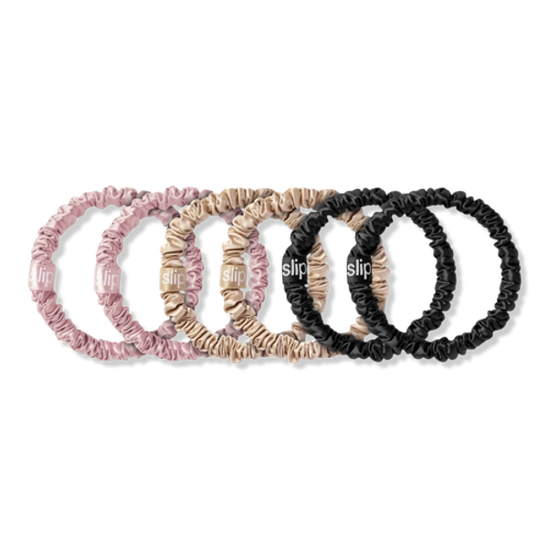 Pure Silk Skinny Scrunchies - Pink, Black, Caramel