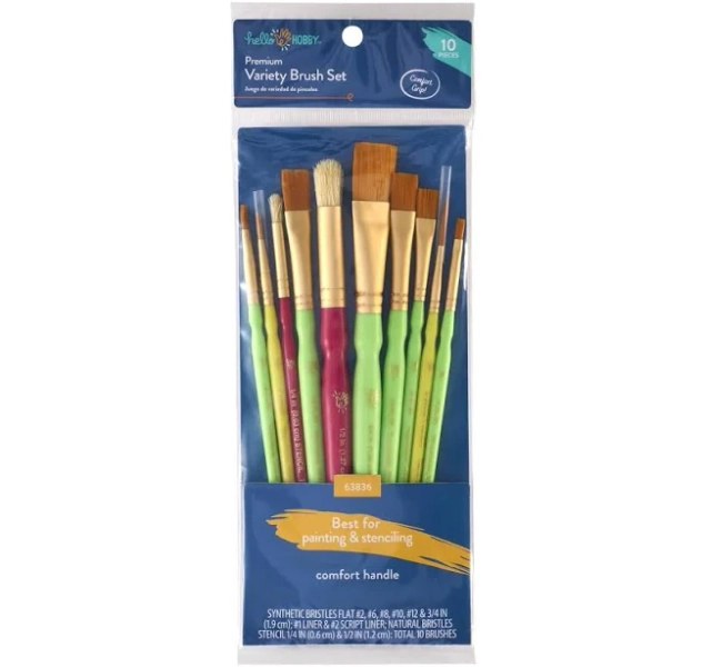 Hello Hobby Painting & Stenciling Variety Synthetic Paint Brush Set