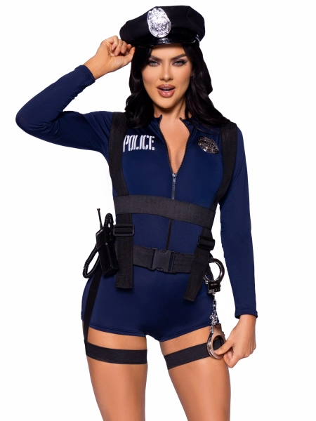 Handcuff Hottie Cop Costume - Blue / XS