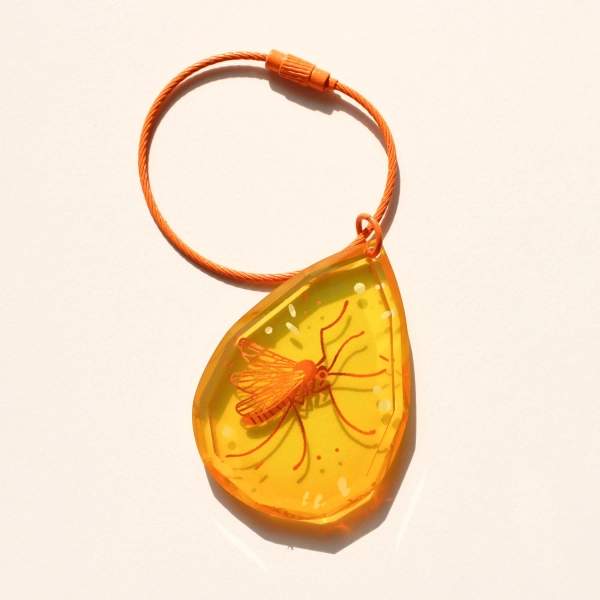 Bug in Amber Charm |  Fossil Jurassic Bug Insect Keychain Gift
