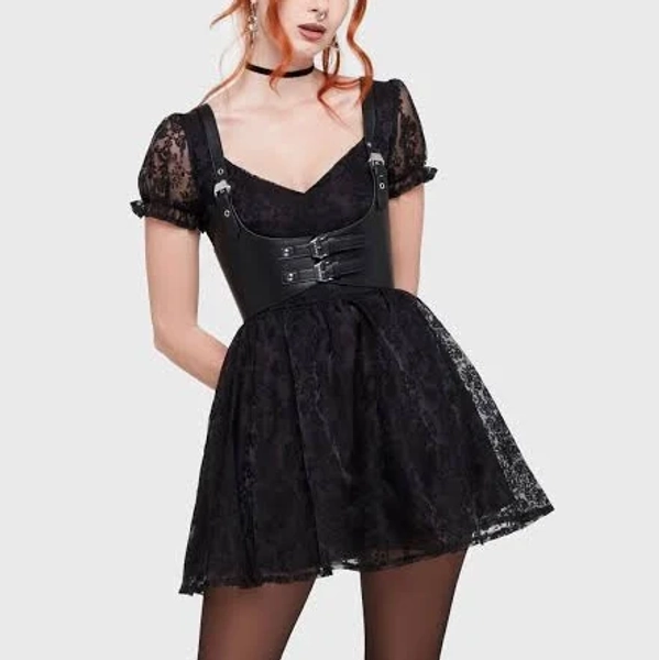 Killstar - Beneath The Moon Mini Black - Dress - black - XS - 57% Viscose, 43% Polyamide