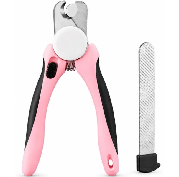 NonoPets Professional Safety Guard Non-Slip Handle Grooming Tool Dog Nail Clipper, Pink, 6.3 x 2.2-in