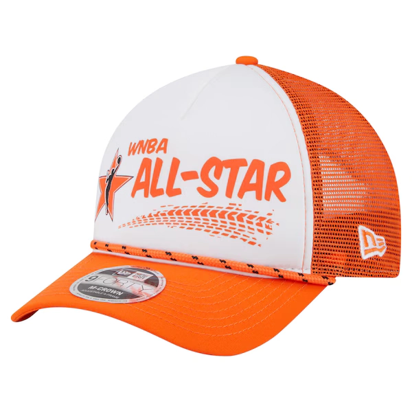  WNBA Gear New Era 9FORTY A-Frame Graphic Trucker Hat - White/Orange