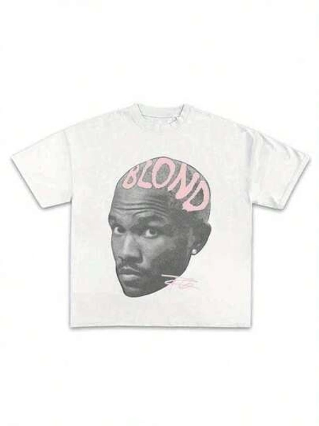 Frank--Ocean Blond Pink Shirt Rap Tee Gift For Fans Rap Music Y2K Cotton Oversized Streetwear Shirt Rap Tee Concert Merch Blonds Album Cover Graphic T-Shirt COTTON New Arrival Anime Clothes T Shirts For Men,Men And Women T-Shirt With Printed Graphic