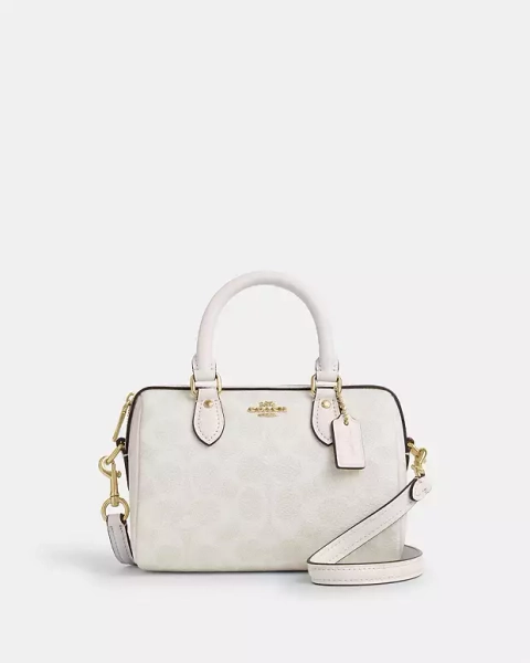Gold/White/Chalk Mini Rowan Crossbody Bag In Signature Canvas