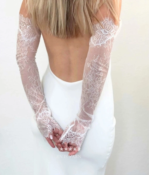 Customized Lace Bridal Glove Wedding Bridal Handmade Gloves Eyelash White Chantilly Glove Fingerless Sleeve Long Lace Gloves - AliExpress 