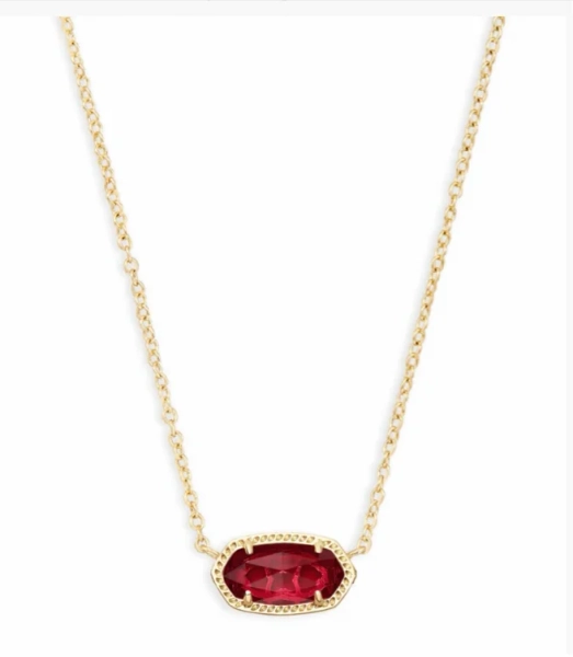 Elisa Gold Pendant Necklace in Berry Glass