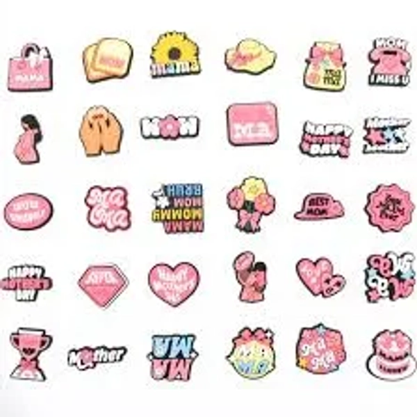 2025 New PVC Shoe Charms for Clogs | Soft Rubber Cute Shoe Decor | Bulk Pink Shoe Accessories for Mother’s Day