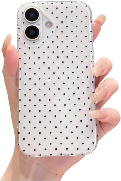 Compatible with iPhone 16 Case, Polka Dots Phone Case, Cute Slim Shockproof Protective Phone Cover for Women Girls - White - Walmart.com