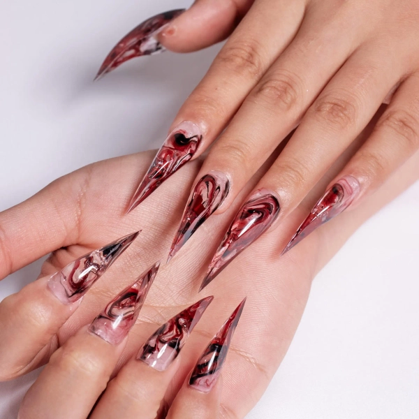 Stiletto Vampire Claw Press-On Nails | Gothic 3D Sharp Talons | Eagle Claw Nails | Acrylic Press-On Nail | Werewolf Nails | Horror Nails