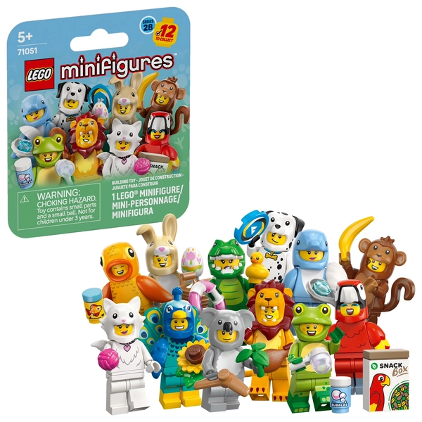 LEGO Minifigures Animal Series 28 Mystery Box Toy for Kids - Find 1 of 12 Surprise Figures in Each Pack - Gift Idea for Birthday - Party Favors for Boys & Girls, Ages 5+ - 71051 - Walmart.com