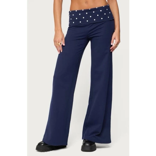 Edikted Women's Reeva Polka Dot Fold Over Pants