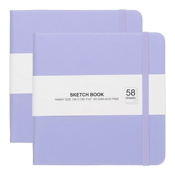 Uxcell 5 x 5" Hardcover Leather Pocket Sketchbook, 58 Sheets 150 GSM, Black