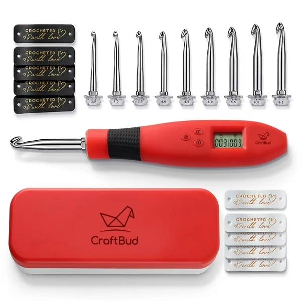 Craftbud Digital Crochet Counter Hook Electronic, Crochet Hook Set with Needles and Accessories, 23 pc