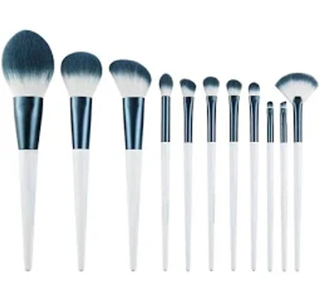 11 Pcs Dark Blue Makeup Brushes Set With Bag Powder Foundation Eyebrow Eyeshadow Blush Make Up Tool