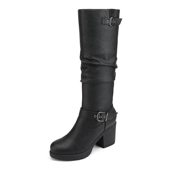 Chunky Heel Knee High Boots