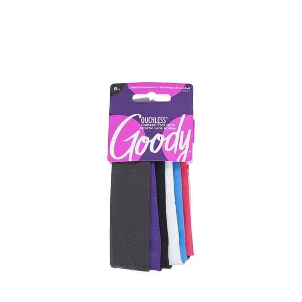 Goody Ouchless Satin Fabric Headwraps, Wide Cloth Fashion Headbands, Assorted Colors, 6 Ct
