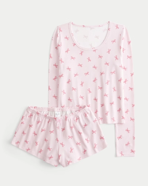 Always Cozy Long-Sleeve Scoop Top & Shorts Set