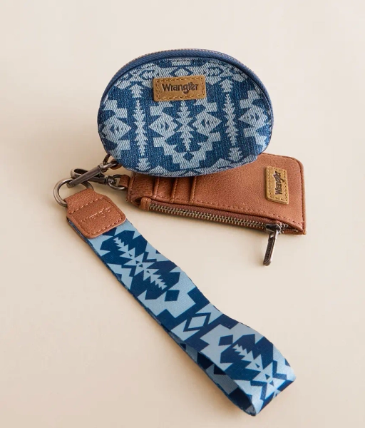 Jean Southwestern Denim Wristlet