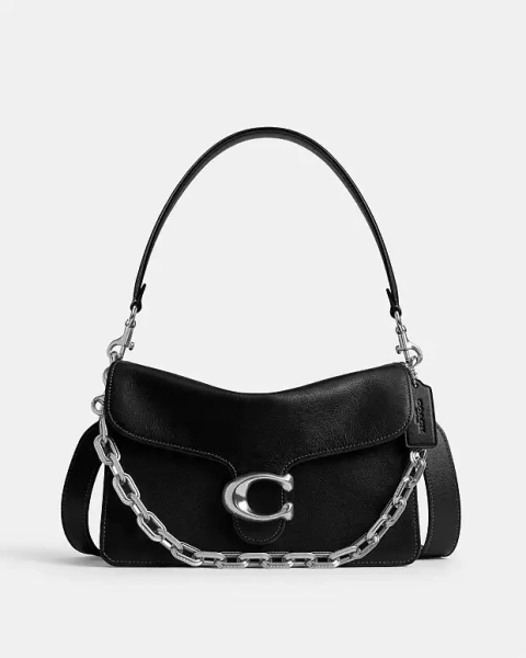 Silver/Black Chain Tabby Shoulder Bag