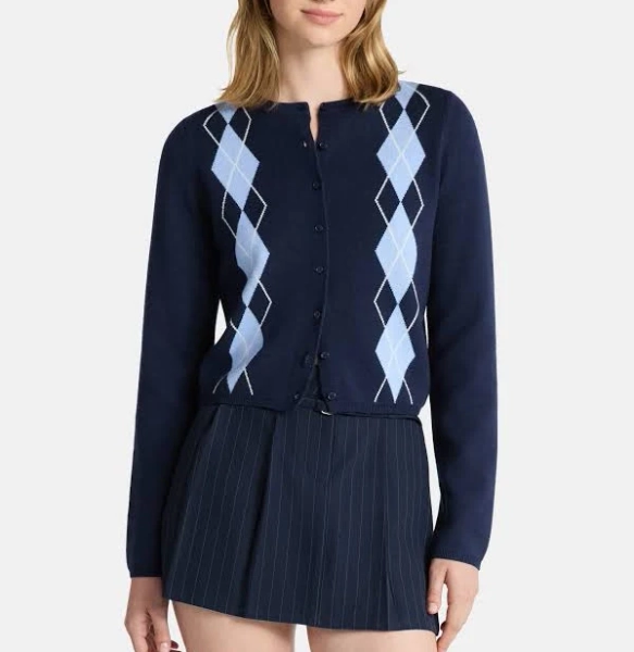 No Boundaries Women's Cable Button-Front Cardigan