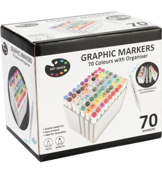 Art Saver Dual Tip Graphic Markers With Organiser