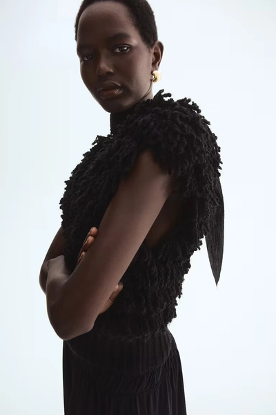 Pull sans manches à franges - Noir