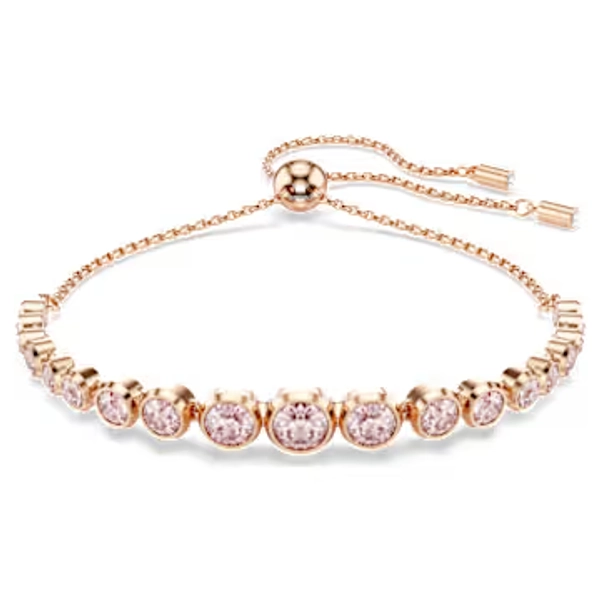 Imber bracelet, Mixed round cuts, Pink, 18K rose gold finish