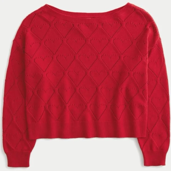 Hollister Women's Off-The-Shoulder Easy Heart Sweater