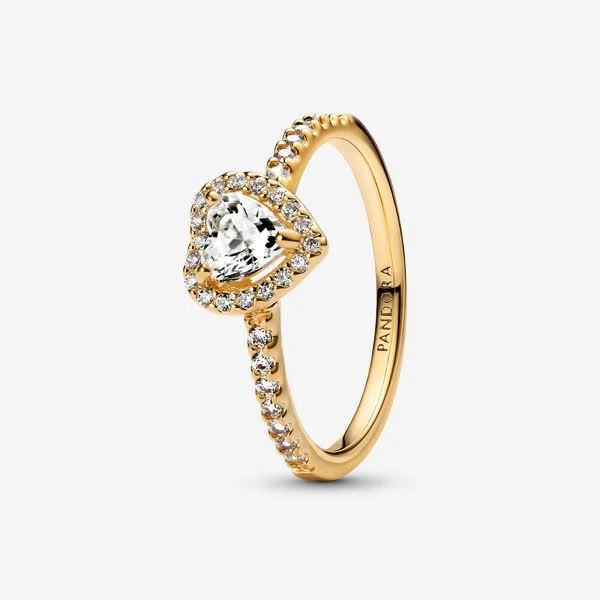 Pandora Women's Elevated Heart Ring 14k Gold plating With Gift Box