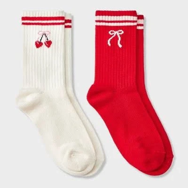 Cat & Jack Girls' 2 Packs Cherries Crew Socks