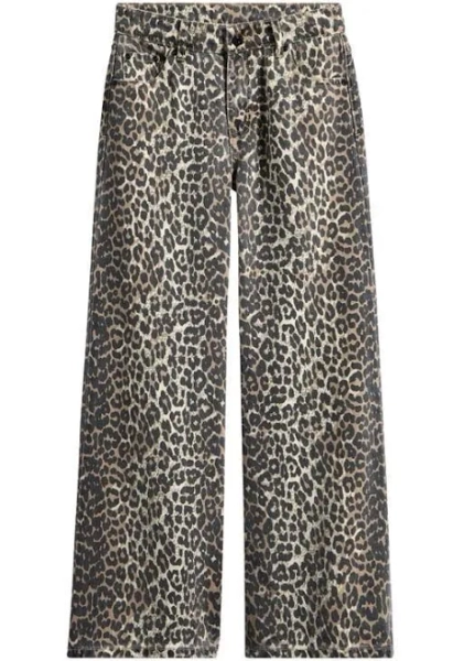 Tractr Kids' Wide Leg Leopard Print Jeans