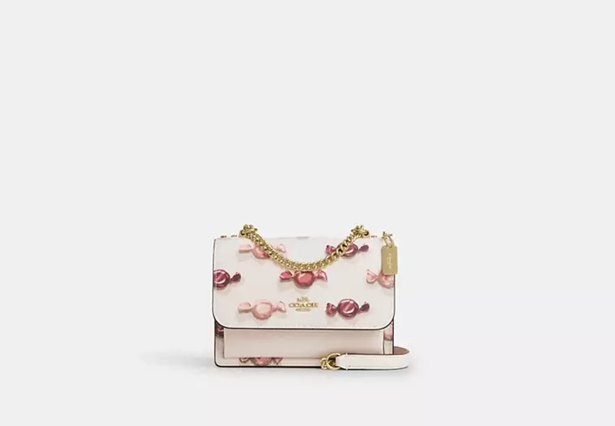 Gold/Chalk/Chalk Mini Klare Crossbody Bag With Candy Print